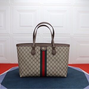 Gucci Beige Tote with Green and Red Stripe